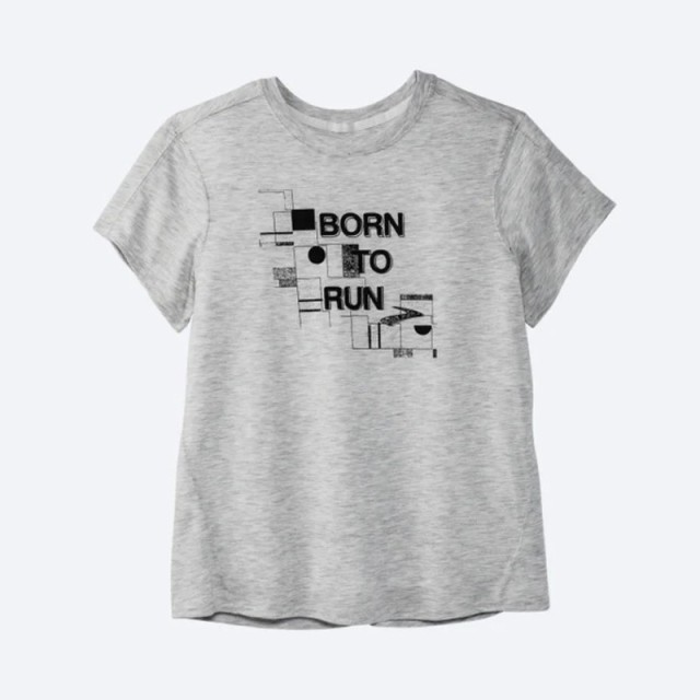 تیشرت ورزشی زنانه بروکس مدل Brooks Women's Distance Graphic Short Sleeve|طوسی طرح دار