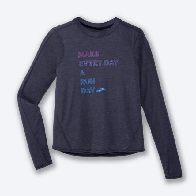 آستین بلند ورزشی زنانه بروکس مدل Brooks Women's Distance Graphic Long Sleeve|سرمه ای