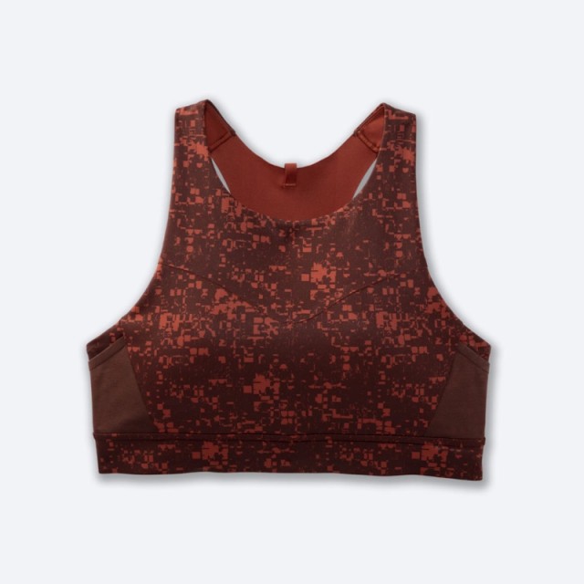 نیم تنه ورزشی زنانه بروکس مدل Brooks 3 Pocket Sports Bra|مسی کشمشی