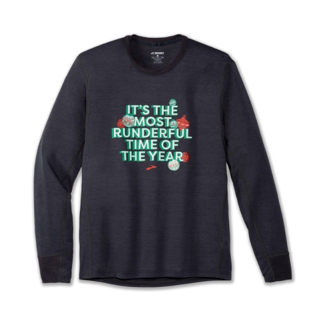 آستین بلند ورزشی مردانه بروکس مدل Brooks Men's Distance Graphic Long Sleeve|خاکستری