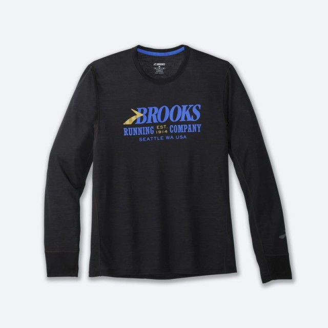 آستین بلند ورزشی مردانه بروکس مدل Brooks Men's Distance Graphic Long Sleeve|مشکی