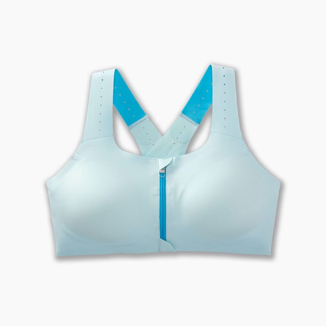 نیم تنه ورزشی زنانه بروکس مدل Brooks Dre Zip 2.0 Sports Bra| آبی یخی