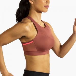 نیم تنه ورزشی زنانه بروکس مدل Brooks 3 Pocket Sports Bra|سفالی