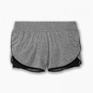 شورت ورزشی زنانه بروکس مدل Brooks Women's Rep 3" 2-in-1 Short|طوسی