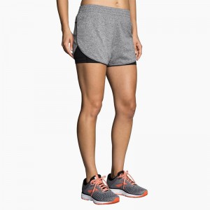 شورت ورزشی زنانه بروکس مدل Brooks Women's Rep 3" 2-in-1 Short|طوسی