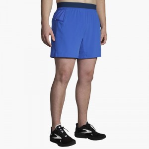 شورت ورزشی مردانه بروکس مدل Brooks Men's Sherpa 7" 2-in-1 Short|آبی کاربنی