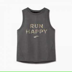 تاپ ورزشی زنانه بروکس مدل Brooks Women's Distance Graphic Tank|طوسی طرح دار