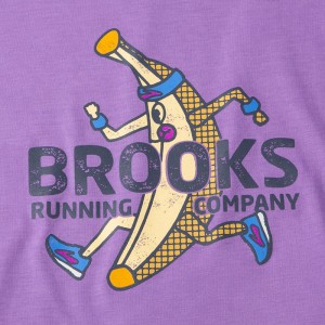 تیشرت ورزشی زنانه بروکس مدل Brooks Women's Distance Graphic Short Sleeve|بنفش طرح دار