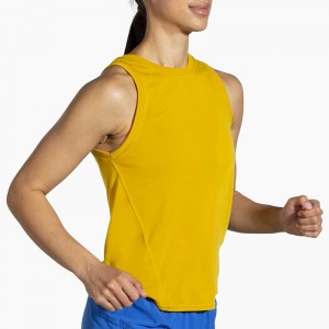 تاپ ورزشی زنانه بروکس مدل Brooks Women's Distance Tank Top|طلایی