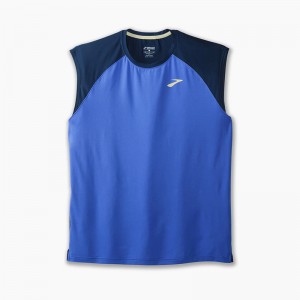 تاپ ورزشی مردانه بروکس مدل Brooks Mens Run  Within Sleeveless|آبی