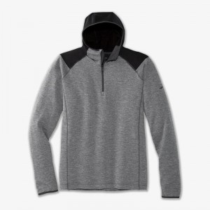 هودی نیم زیپ ورزشی مردانه بروکس مدل Brooks Men's Thermal Hoodie|طوسی