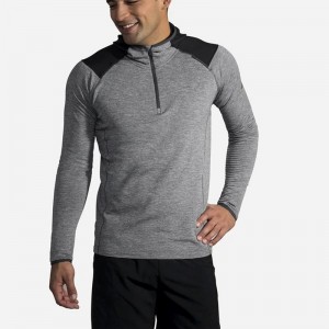 هودی نیم زیپ ورزشی مردانه بروکس مدل Brooks Men's Thermal Hoodie|طوسی