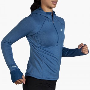 هودی نیم زیپ ترمال زنانه بروکس مدل 2.0 Brooks Women's Notch Thermal Hoodie|آبی