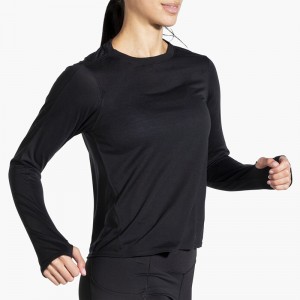 آستین بلند ورزشی زنانه بروکس مدل Brooks Women's Distance Long Sleeve|مشکی