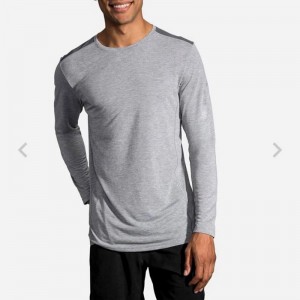 آستین بلند ورزشی مردانه بروکس مدل Brooks Men's Distance Long Sleeve|طوسی