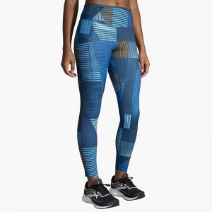 لگ ورزشی زنانه بروکس مدل Brooks Women's Method 7/8 Tight|آبی طرح دار