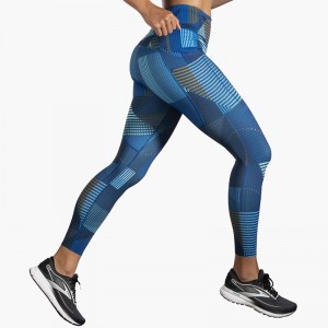 لگ ورزشی زنانه بروکس مدل Brooks Women's Method 7/8 Tight|آبی طرح دار