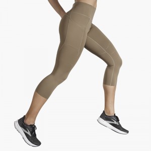 لگ ورزشی زنانه بروکس مدل Brooks Women's Method 3/4 Tight|خاکی