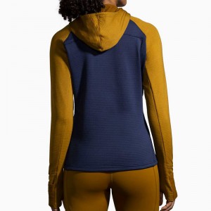 هودی نیم زیپ ترمال زنانه بروکس مدل 2.0 Brooks Women's Notch Thermal Hoodie|سرمه ای طلایی