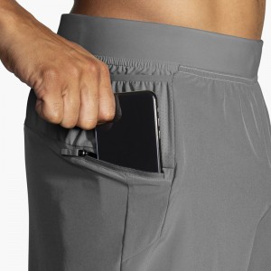 شورت ورزشی مردانه بروکس مدل Brooks Men's Sherpa 7" 2-in-1 Short|طوسی