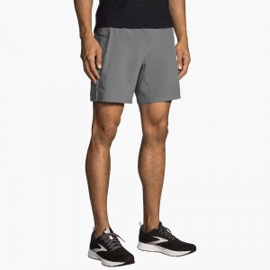 شورت ورزشی مردانه بروکس مدل Brooks Men's Sherpa 7" 2-in-1 Short|طوسی