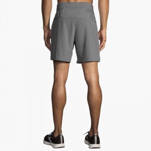 شورت ورزشی مردانه بروکس مدل Brooks Men's Sherpa 7" 2-in-1 Short|طوسی