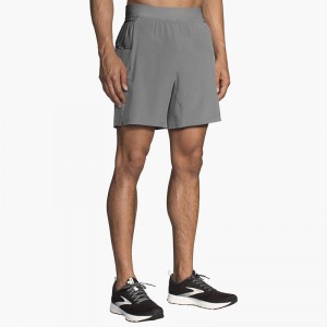 شورت ورزشی مردانه بروکس مدل Brooks Men's Sherpa 7" 2-in-1 Short|طوسی