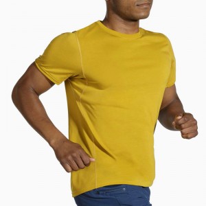 تیشرت ورزشی مردانه بروکس مدل Brooks Men's Distance Short Sleeve|زرد