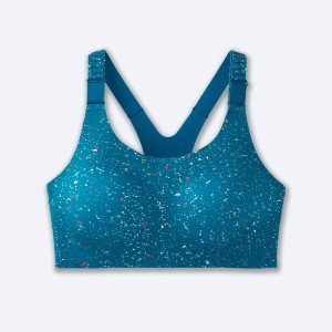 نیم تنه ورزشی زنانه بروکس مدل Brooks Racerback 2.0 Sports Bra|سبز آبی طرح دار