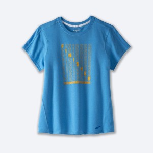 تیشرت ورزشی زنانه بروکس مدل Brooks Women's Distance Graphic Short Sleeve|آبی طرح دار
