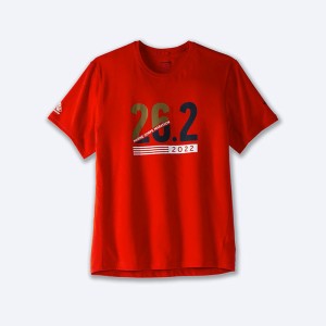 تیشرت ورزشی مردانه بروکس مدل Brooks Men's Distance Graphic Short Sleeve|قرمز