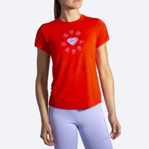 تیشرت ورزشی زنانه بروکس مدل Brooks Women's Distance Graphic Short Sleeve