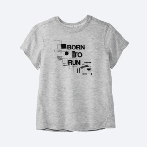 تیشرت ورزشی زنانه بروکس مدل Brooks Women's Distance Graphic Short Sleeve|طوسی طرح دار