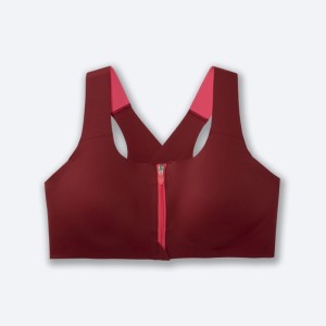 نیم تنه ورزشی زنانه بروکس مدل Brooks Dare Zip Run Bra|عنابی