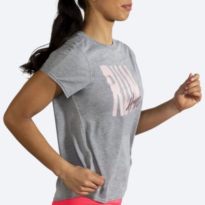 تیشرت ورزشی زنانه بروکس مدل Brooks Women's Distance Graphic Short Sleeve