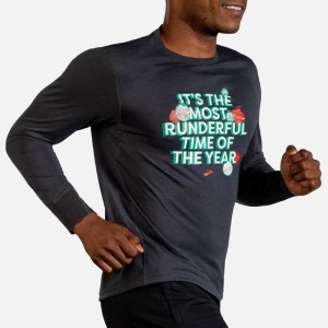 آستین بلند ورزشی مردانه بروکس مدل Brooks Men's Distance Graphic Long Sleeve