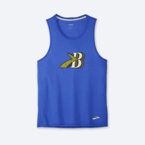 تاپ ورزشی مردانه بروکس مدل Brooks Men's Distance Graphic Tank|آبی طرح دار
