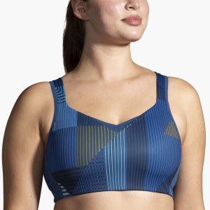 نیم تنه ورزشی زنانه بروکس مدل Brooks Convertible Sports Bra| آبی طرح دار