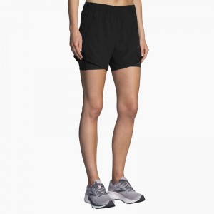 شورت ورزشی زنانه بروکس مدل Brooks Women's Chaser5" 2-in-1 Short|مشکی