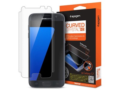 محافظ صفحه نمایش اسپیگن Spigen Screen Protector Curved Crystal HD For Samsung Galaxy S7