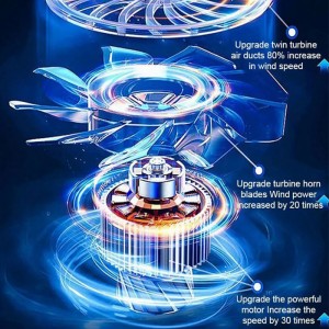 فن دستی شارژی چندکاره Mini Jet Fan با قابلیت تنظیم سرعت و باتری 5000 میلی‌آمپر