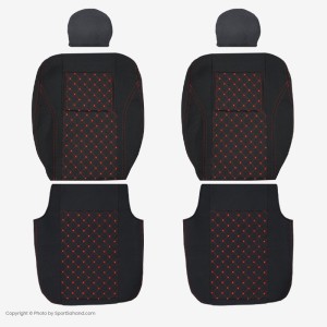 قیمت و مشخصات روکش صندلی ال 90 رنگ مشکی قرمز طرح گلدوزی
