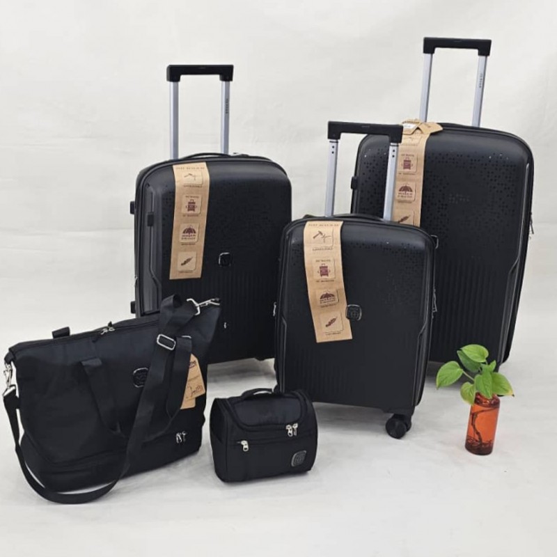 مجموعه ۵ تا یی چمدان جنس پلی پروپیلن نشکن فول آپشن  در طرح جدید رنگبندی