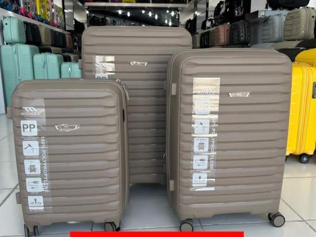 چمدان مونزا ۳ تیکه جنس پلی پروپیلن انعطاف پذیر نشکن فول آپشن
