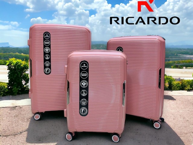 مجموعه 3 تا یی چمدان جنس پلی پروپیلن نشکن فول آپشن  در ۸ رنگ طرح جدید برند ریکاردو ricardo Suitcase pp