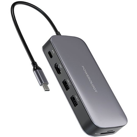 هاب 6 پورت تایپ سی پاورولوژی Powerology 6in1 Slim HUB P61HBCGY