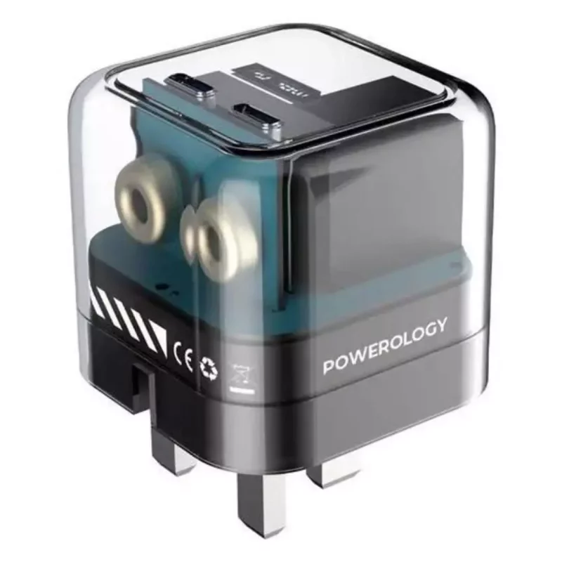 آداپتور شارژ 2 پورت 35 وات با کابل همراه پاورولوژی Powerology Super Compact Quick Charger PWCUQC021