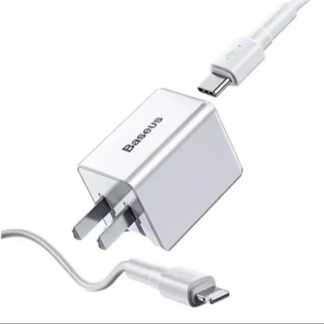 شارژر فست شارژ بیسوس BASEUS HOME CHARGER SUPER SI PRO CCSP030002 + CABLE TYPE-C TO LIGHTNING 20W 1M