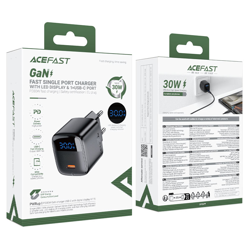 شارژر دیواری ایس فست ACEFAST A115 PD30W GaN Fast Charger توان 30 وات