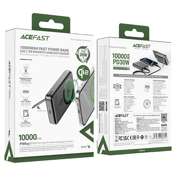پاوربانک وایرلس 10000 مگ سیف ایس فست ACEFAST M10 توان 30 وات